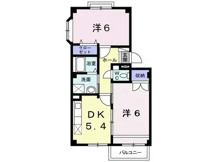 ヴィクトワール上水樽(2DK/2階)の間取り写真