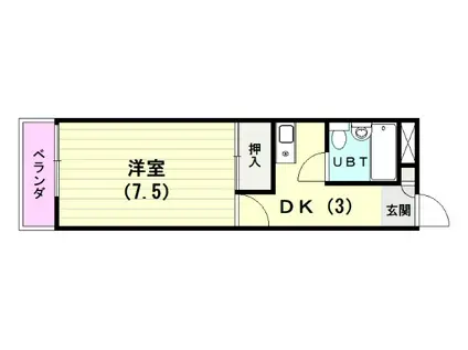 K.Kハイツ(1K/3階)の間取り写真