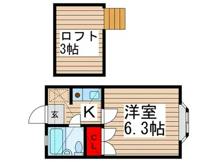 ローズアパ-トQ63番館(1K/2階)の間取り写真