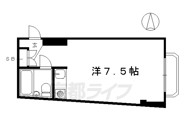 プレステージ北山(ワンルーム/3階)の間取り写真