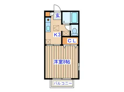 ファミーユソール(1K/2階)の間取り写真
