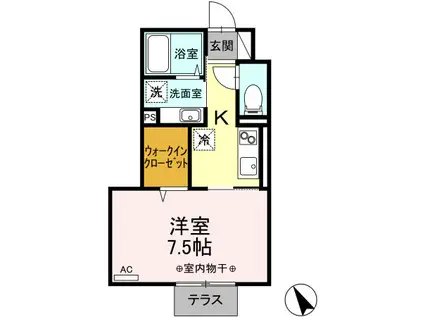 ラポーム(1K/1階)の間取り写真