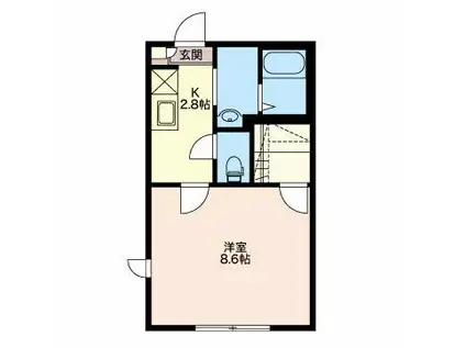 サニーコート B(1K/2階)の間取り写真