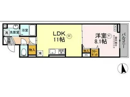 グラナーデ東日暮里(1LDK/2階)の間取り写真