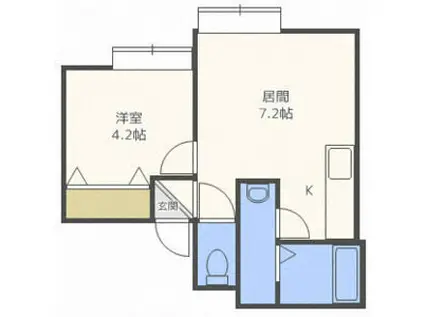 フラットジェイ白石本通B棟(1LDK/3階)の間取り写真