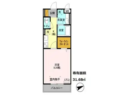 ETERNO HARU(1K/1階)の間取り写真