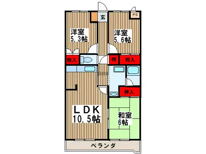 サンアゼリア壱番館(3LDK/1階)の間取り写真