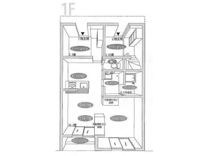 クレルサイ(ワンルーム/1階)の間取り写真