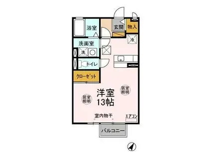 アンオアシス(ワンルーム/1階)の間取り写真