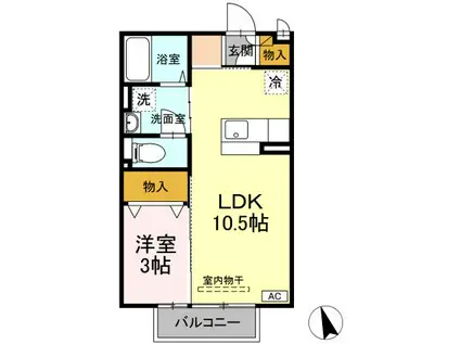 ピソ・レセンテA棟(1LDK/2階)の間取り写真