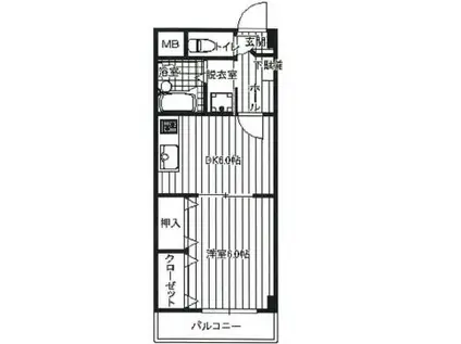 ヴィラヒルトップ(1DK/1階)の間取り写真