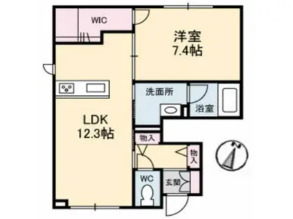 シャーメゾンガーデンズ大福(1LDK/1階)の間取り写真