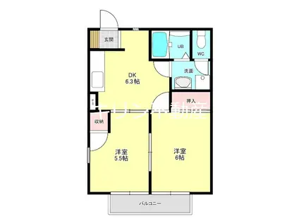 ニューシティナカムラE(2DK/1階)の間取り写真