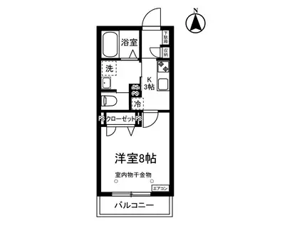 バンブス(1K/2階)の間取り写真