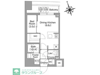 コンフォリア・リヴ八丁堀(1DK/6階)の間取り写真