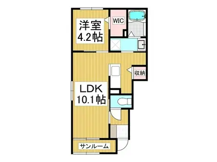コンフォーティア中洲III(1LDK/1階)の間取り写真