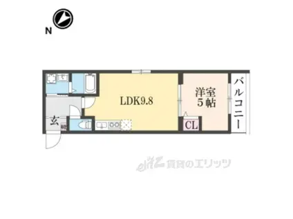 グランディール亀岡(1LDK/2階)の間取り写真