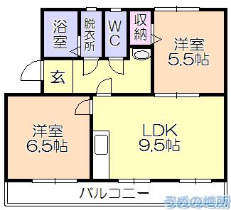 CONCERTO東合川II(2LDK/4階)の間取り写真