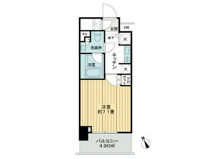 ライオンズ早稲田ミレス(1K/2階)の間取り写真