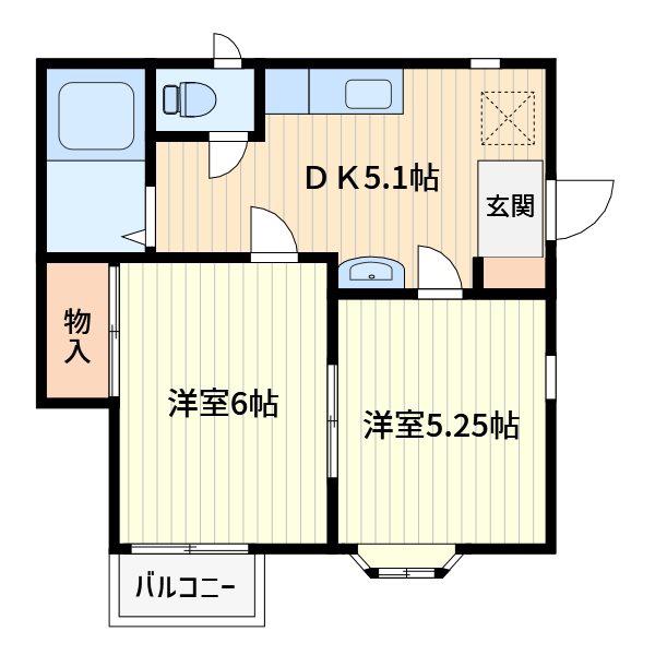 ビクトリアハイツ(2DK/2階)の間取り写真