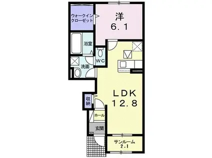 サニービュー II(1LDK/1階)の間取り写真