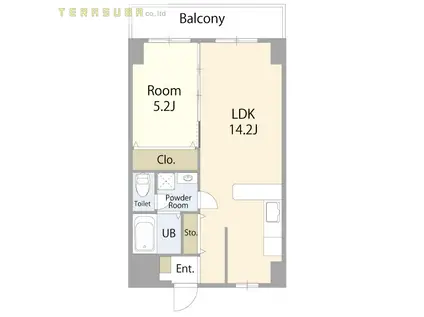フラーレンK(1LDK/4階)の間取り写真