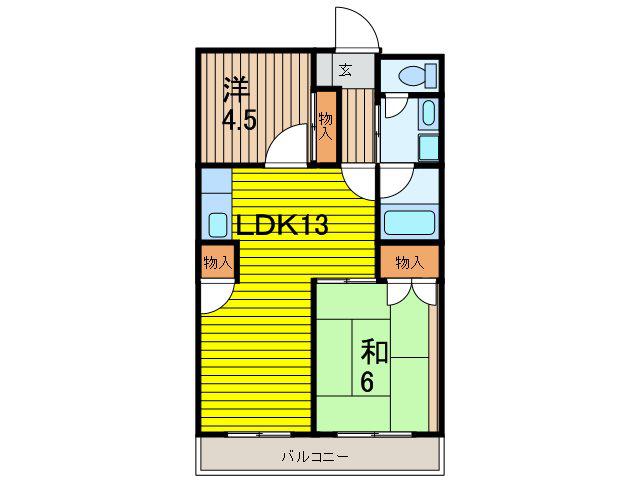 日東北袋ハイツ(2LDK/3階)の間取り写真