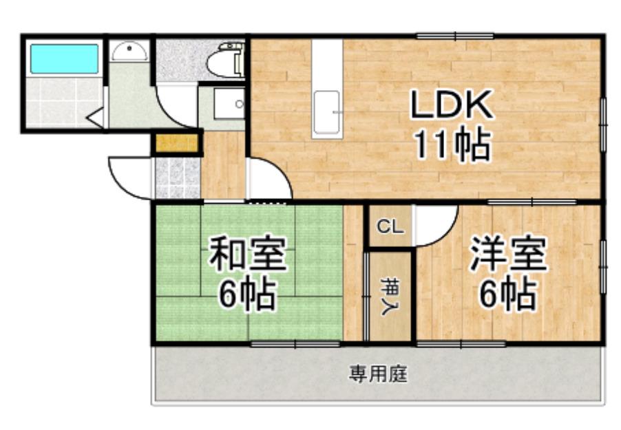 パストラルハイツB(2LDK/1階)の間取り写真