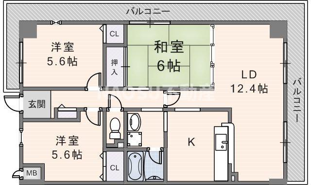 バルカポンテ(3LDK/3階)の間取り写真