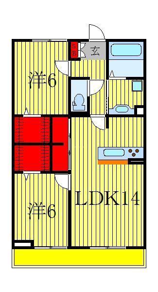 ウエスト COURT 結(2LDK/1階)の間取り写真