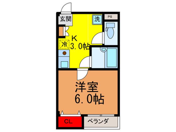 CASA BIANCA(1K/2階)の間取り写真
