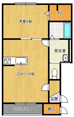 GRAN W2(1LDK/2階)の間取り写真