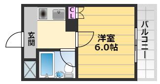 ユウパレス取石(1K/4階)の間取り写真