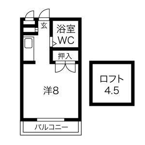 ガーデンハイツ B(ワンルーム/1階)の間取り写真