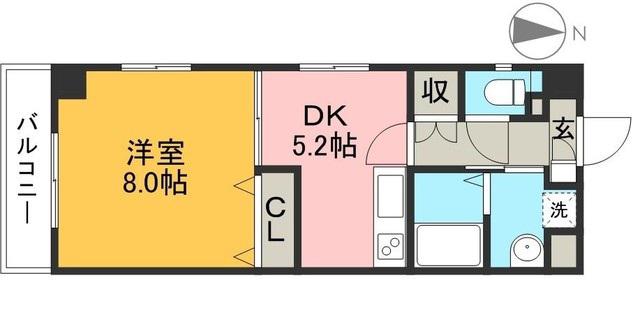 エルフィーノ(1DK/6階)の間取り写真