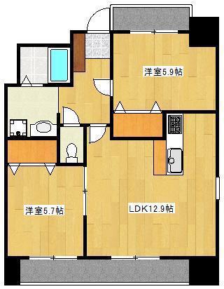クロノス34田井島II(2LDK/9階)の間取り写真