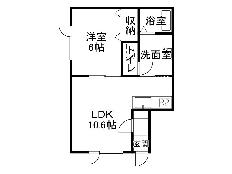 アルページュ(1LDK/1階)の間取り写真
