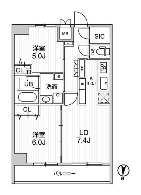レオーネ南千住II(2LDK/11階)の間取り写真