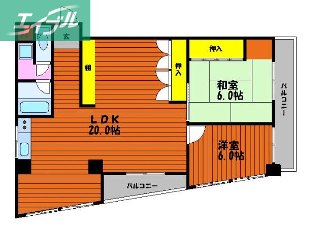 メゾン後楽園(2LDK/2階)の間取り写真