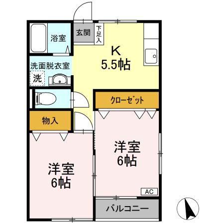 ミレニアム・Y(2K/2階)の間取り写真
