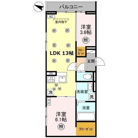 TIMELESS A(2LDK/3階)の間取り写真