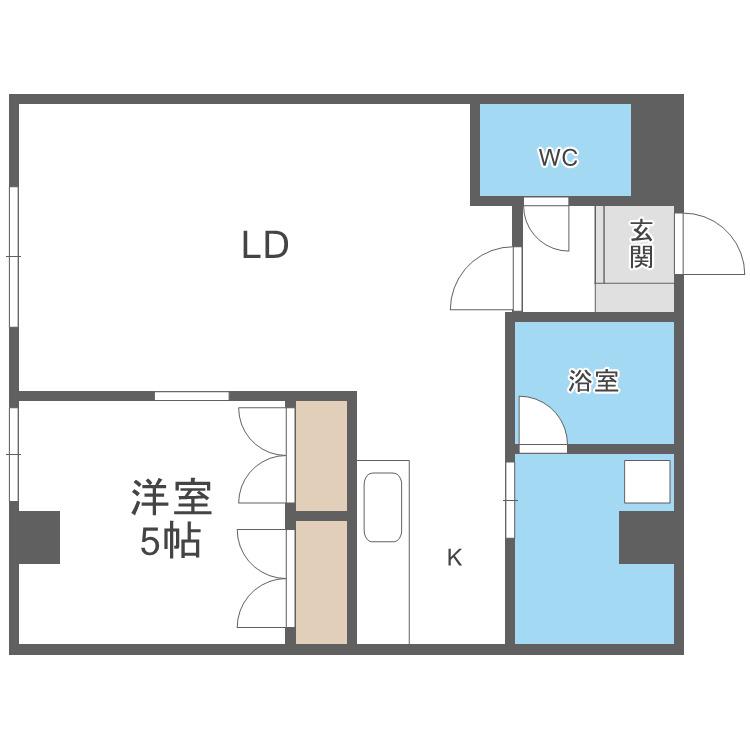 萩中ビル(1LDK/2階)の間取り写真
