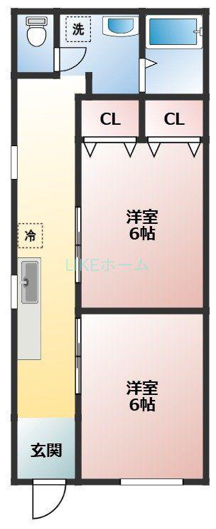 市川荘(2DK/1階)の間取り写真