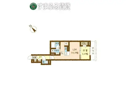 ＪＲ東海道本線 安城駅 徒歩5分 3階建 築1年(1LDK/1階)の間取り写真