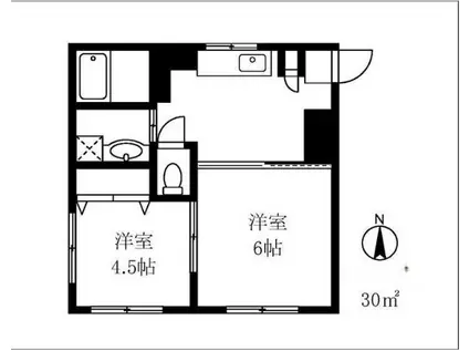 矢野エメラルドマンション(2K/4階)の間取り写真