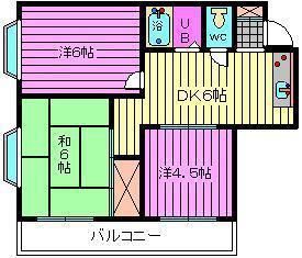 スカイハイツ(3DK/3階)の間取り写真