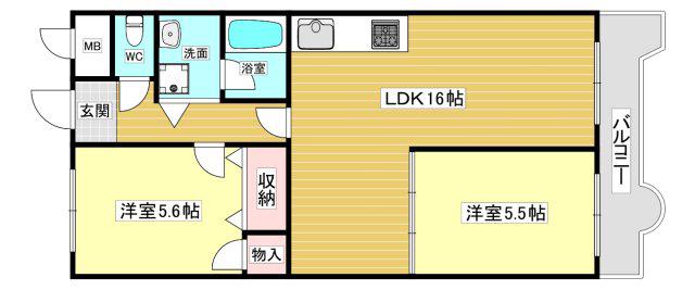ジョイフル北町(2LDK/1階)の間取り写真