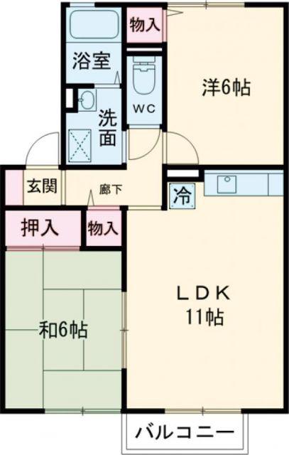 セジュール壱番館K(2LDK/2階)の間取り写真