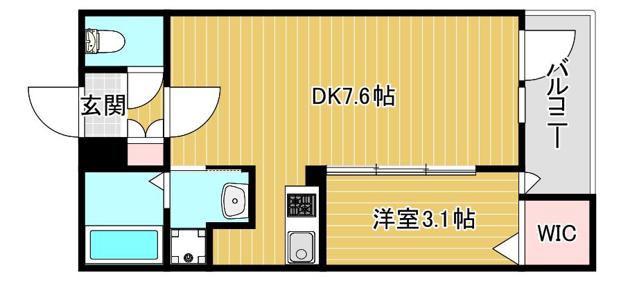 ファーストフィオーレ心斎橋イースト(1DK/13階)の間取り写真