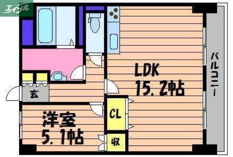 ミラドール奥田西町(1LDK/1階)の間取り写真